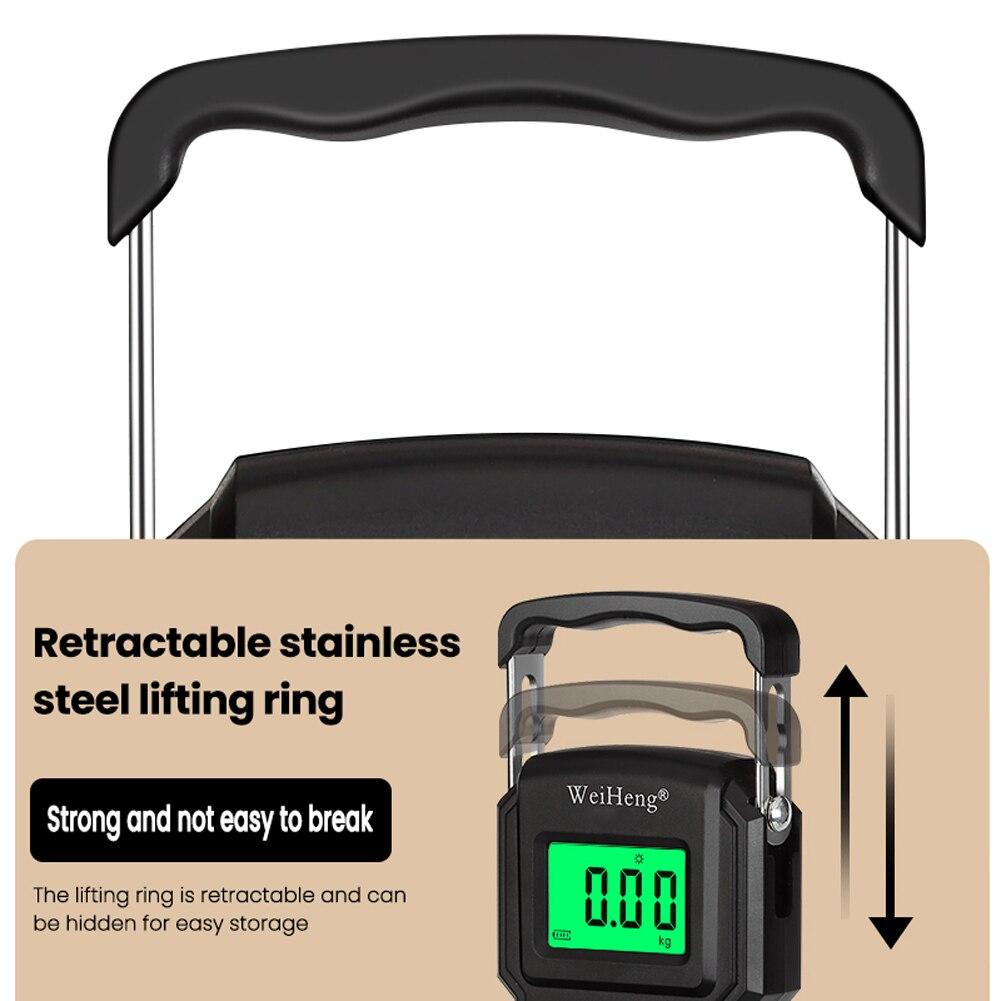 WeiHeng A27L/A27L-B rechargeable length measure with backlight display and five unit switch, compact design for easy portability.